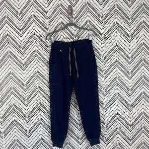 Women Figs Navy Blue Drawstring Technical Zamora Jogger Scrub Pants Sz XXSP